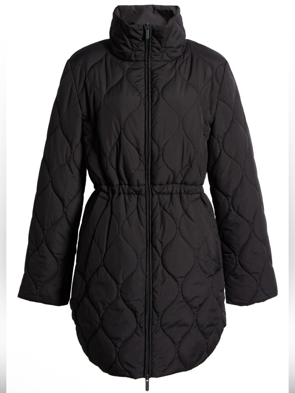 Zella Black Skyline Longline Quilted Coat